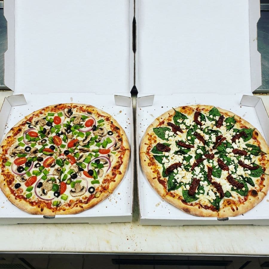 2 Large Veggie Pizzas